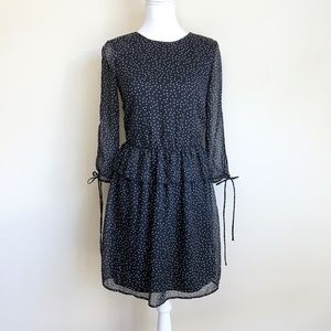 Zara Black Stars Starry Ruffle Chiffon Dress